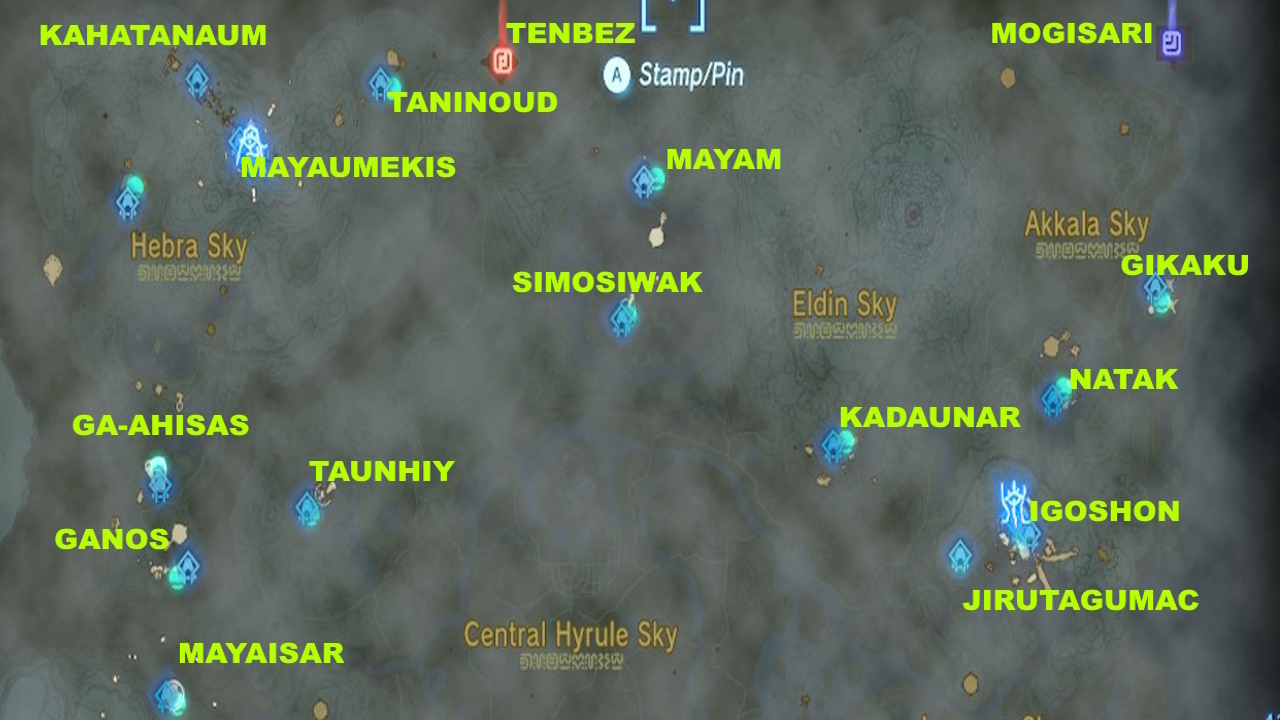 Shrine map: North Sky World.