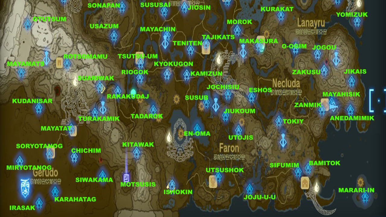 Shrine map: South Surface World.